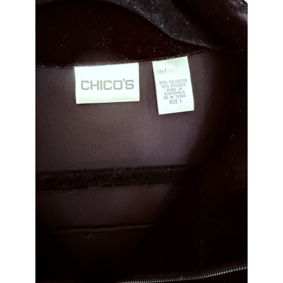 Chicos Black Velour Zip‎ Up Jacket Size 1 Soft Long Sleeve Holiday - Picture 4 of 5